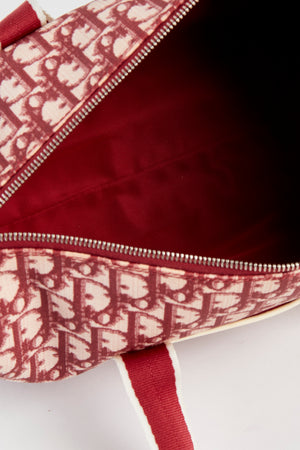 Vintage Christian Dior Red Monogram Canvas Shoulder Bag