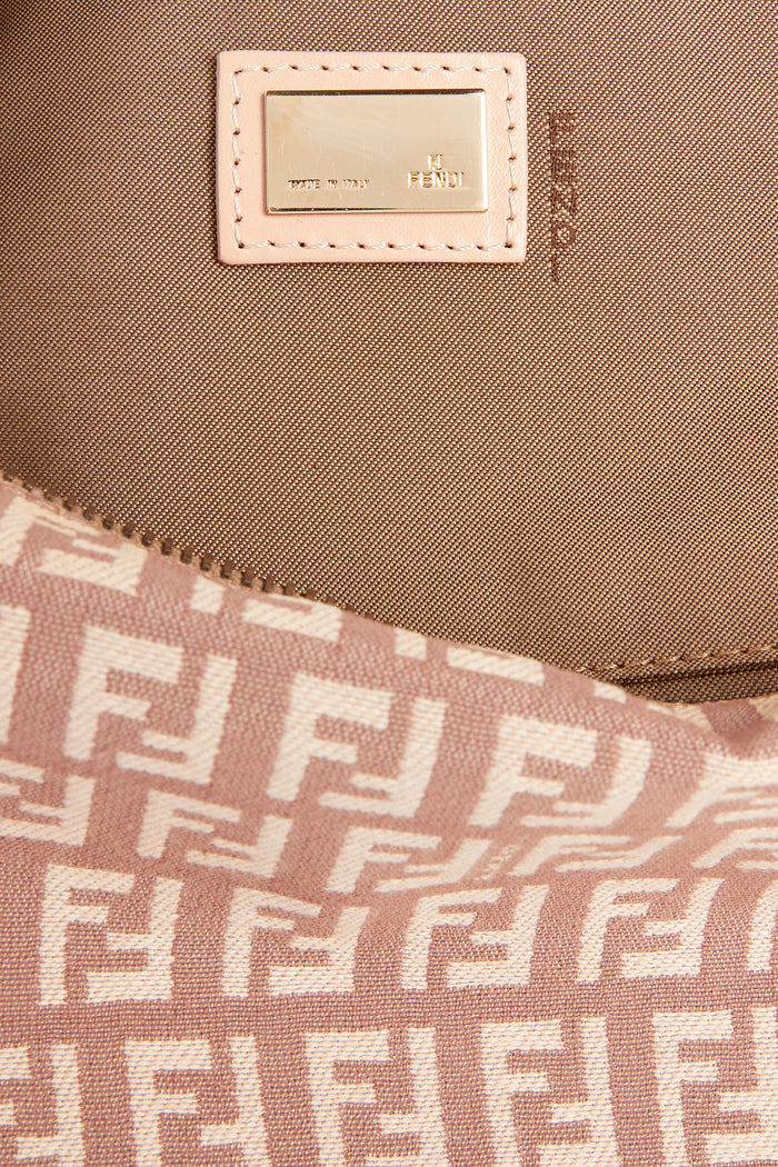 Vintage Fendi Pink Zucchino Canvas Shoulder Bag