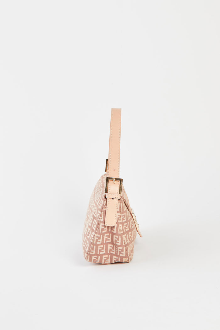 Vintage Fendi Pink Monogram Zucchino Shoulder Bag
