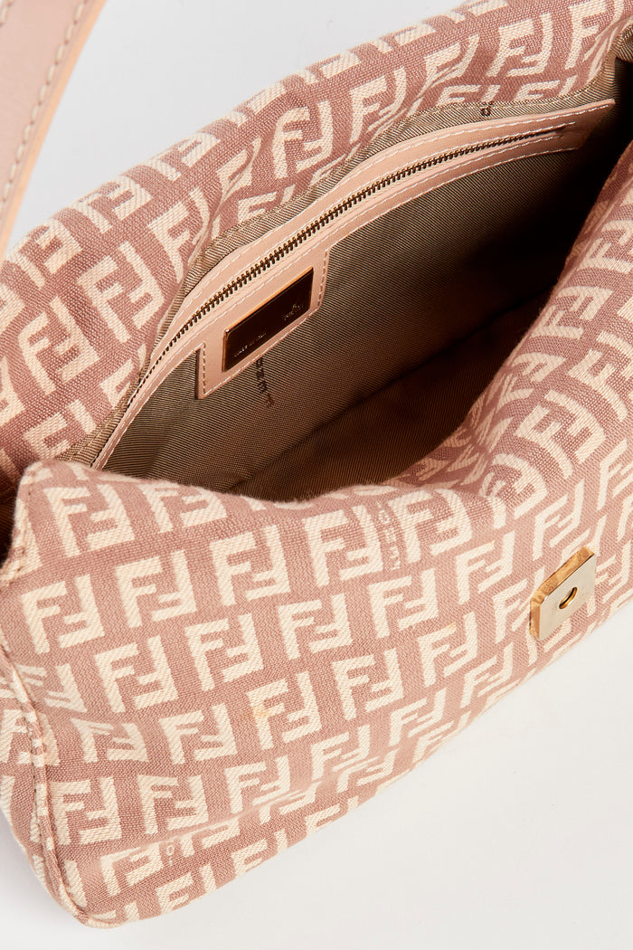 Vintage Fendi Pink Monogram Zucchino Shoulder Bag