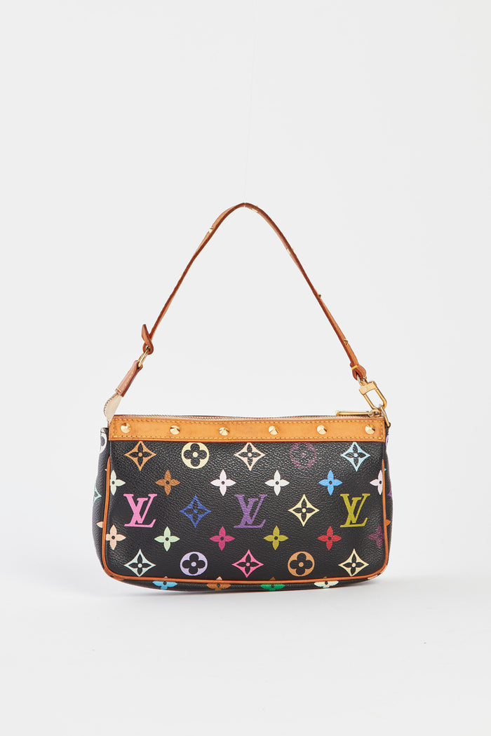 Vintage Louis Vuitton x Takashi Murakami Black Multicolour Pochette Accessoires