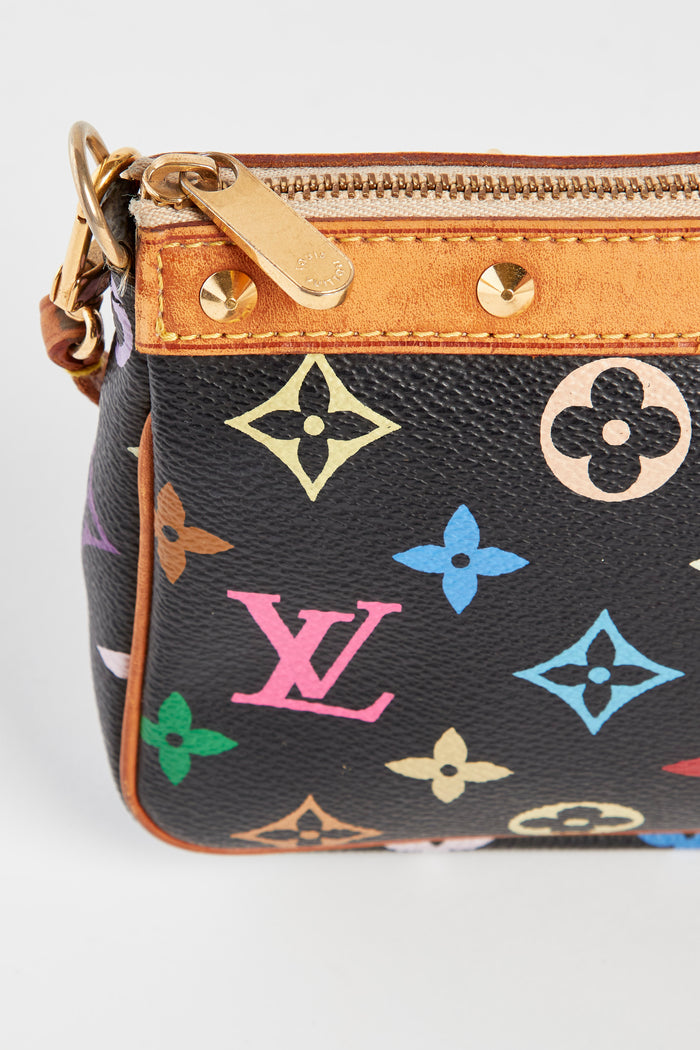 Vintage Louis Vuitton x Takashi Murakami Black Multicolour Pochette Accessoires