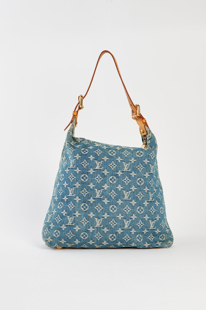2000s Louis Vuitton Blue Denim Baggy GM Monogram Shoulder Bag