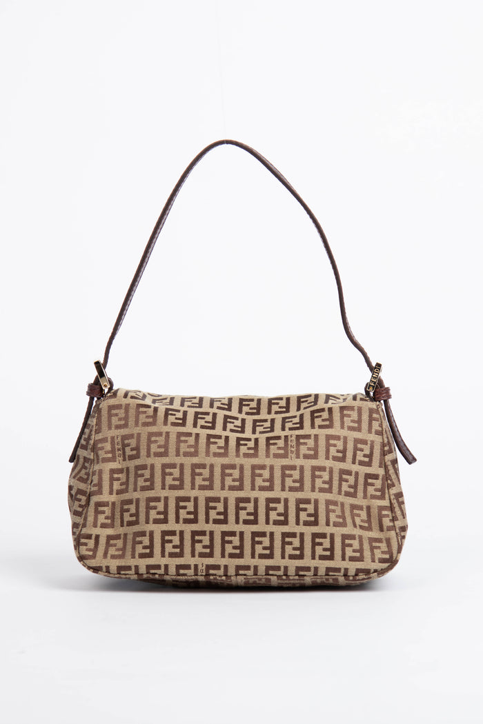 Vintage Fendi Light Brown Zucchino Small Shoulder Bag