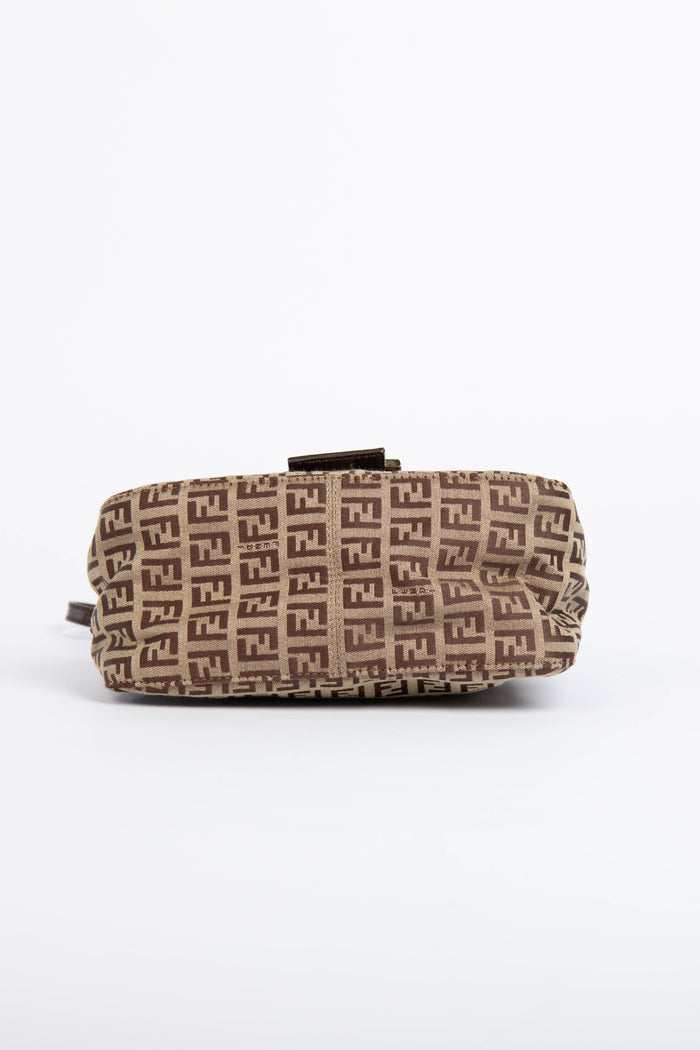 Vintage Fendi Light Brown Zucchino Small Shoulder Bag