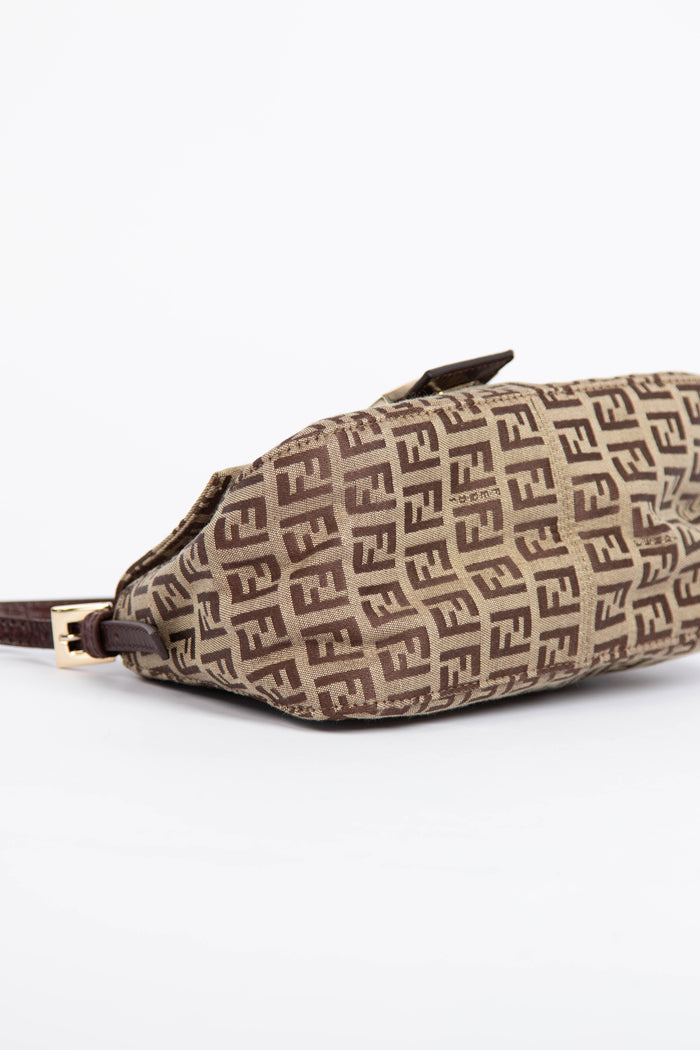Vintage Fendi Light Brown Zucchino Small Shoulder Bag