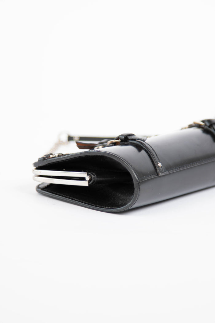 SUPER RARE Christian Dior Galliano Black Bondage Clutch Bag