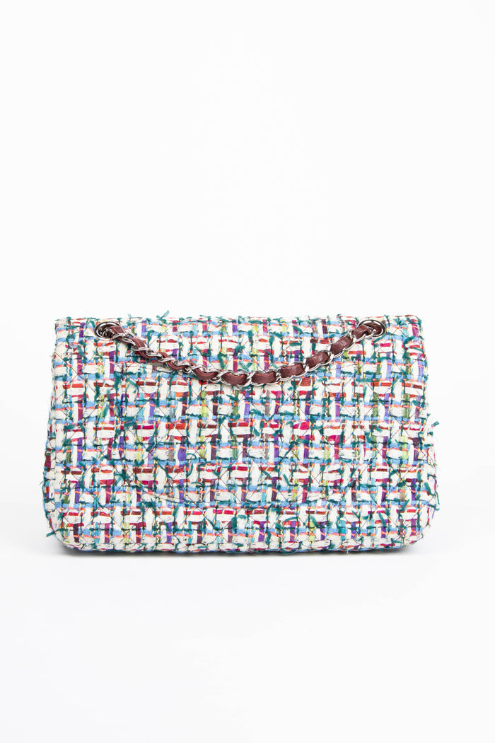 2010s Chanel Multicolour Tweed Medium Double Flap Shoulder Bag