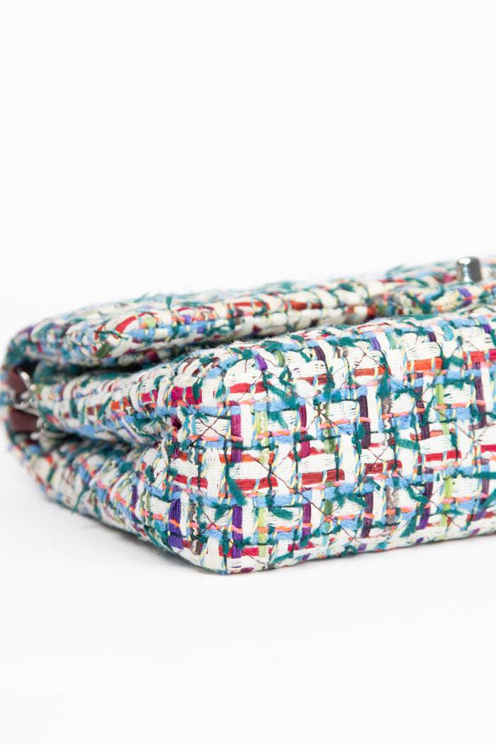 2010s Chanel Multicolour Tweed Medium Double Flap Shoulder Bag