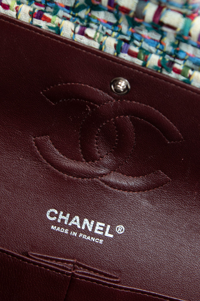 2010s Chanel Multicolour Tweed Medium Double Flap Shoulder Bag