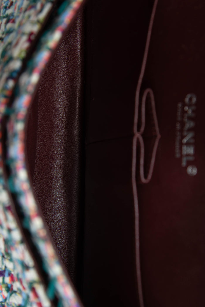 2010s Chanel Multicolour Tweed Medium Double Flap Shoulder Bag