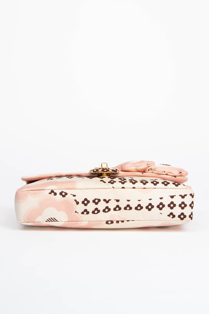 RARE 2000s Chanel Camellia Printed Medium Single Flap Bag