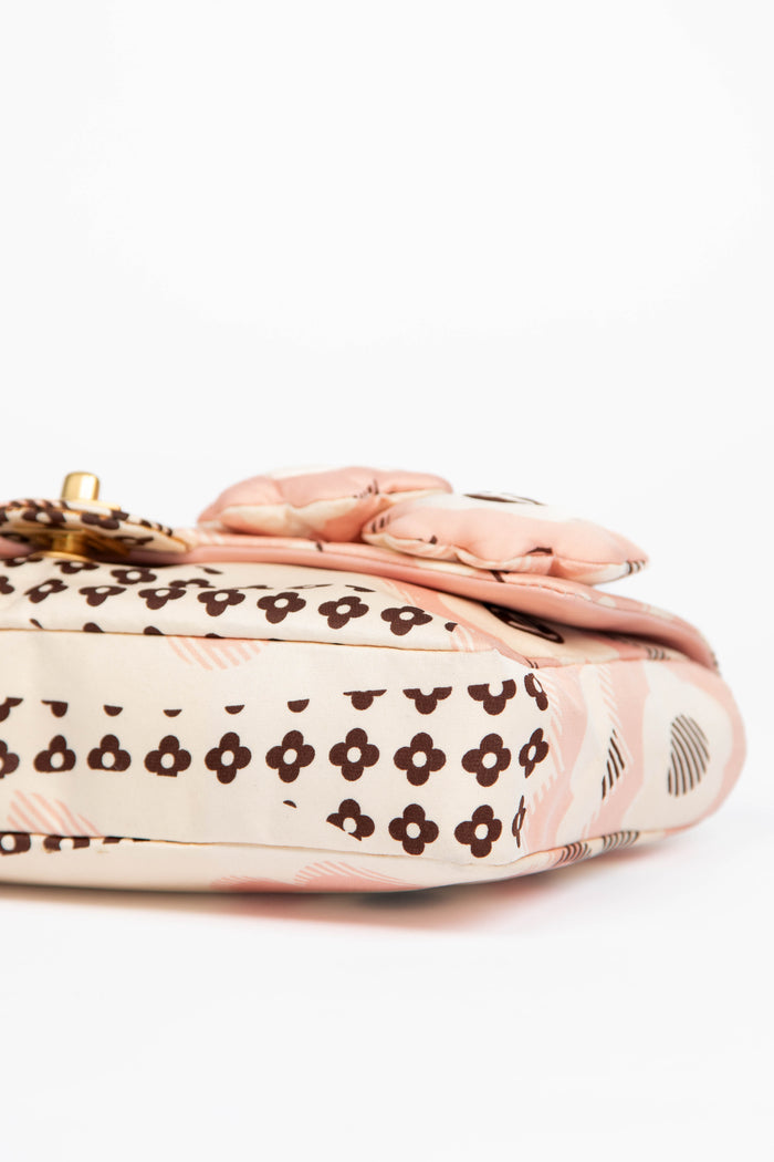 RARE 2000s Chanel Camellia Printed Medium Single Flap Bag