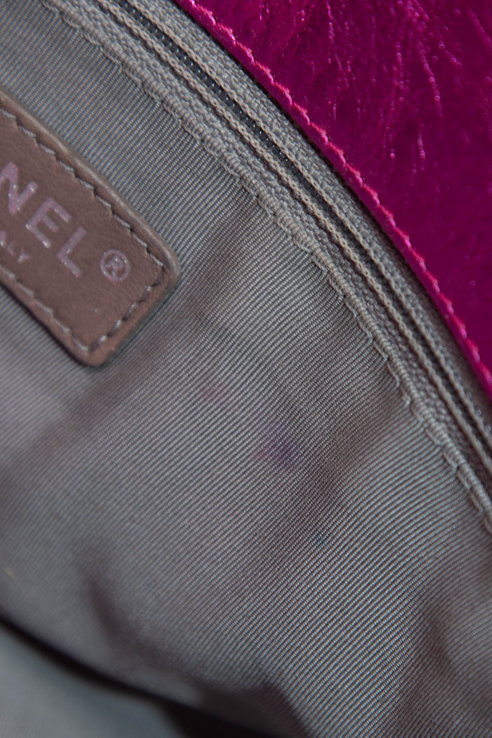 2000s Chanel Metallic Pink Leather Modern Chain Single Flap Bag