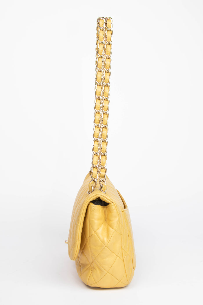 2000s Chanel Yellow Leather Precious Jewel Flap Bag