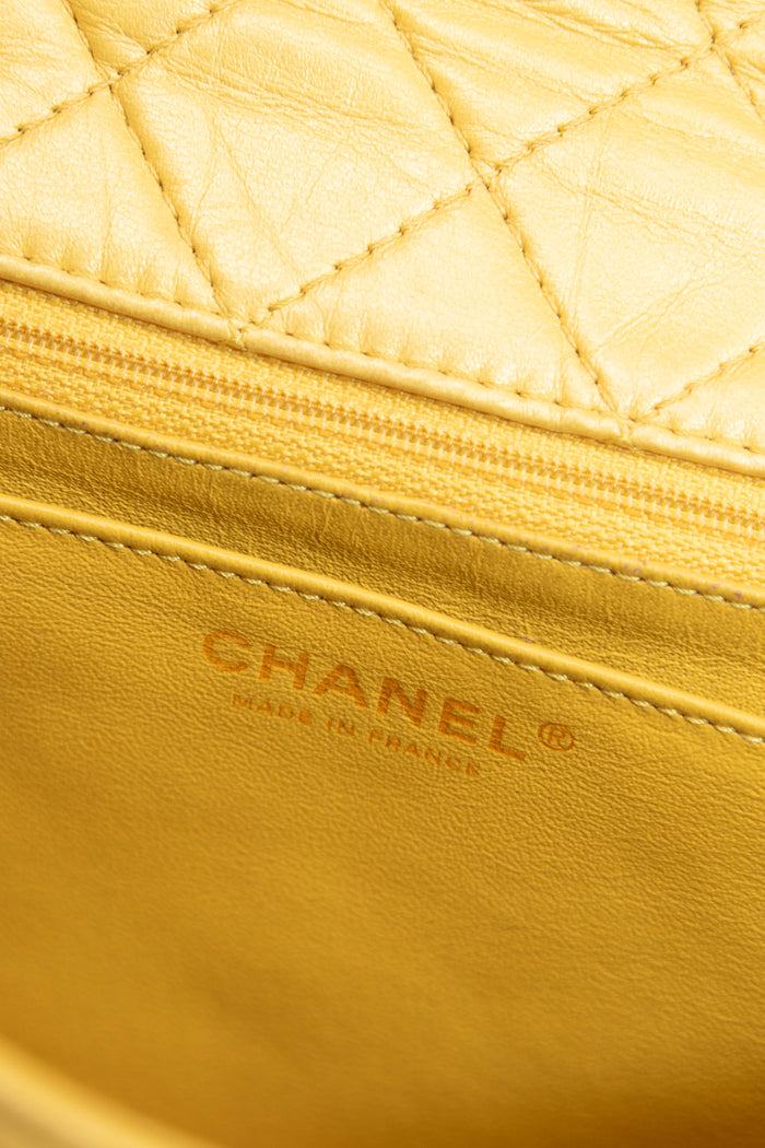2000s Chanel Yellow Leather Precious Jewel Flap Bag