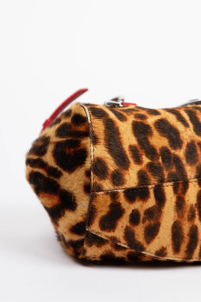 2000s Christian Dior Pony Hair Leopard Print Diva Shoulder Bag