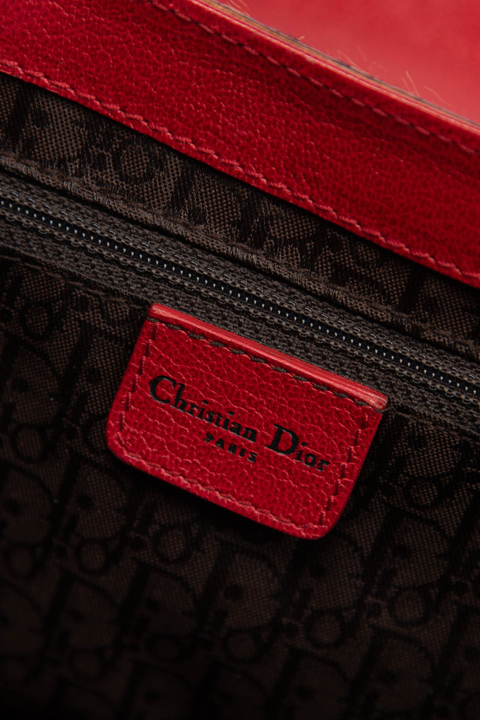 2000s Christian Dior Pony Hair Leopard Print Diva Shoulder Bag