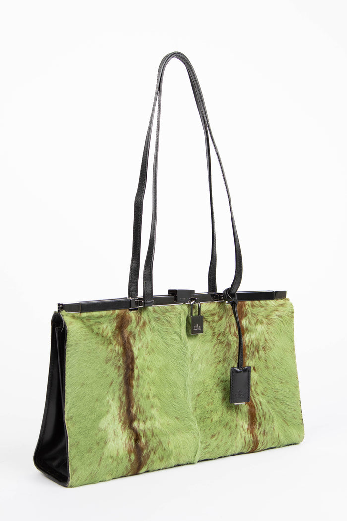 RARE Gucci Tom Ford Green Pony Hair Shoulder Bag