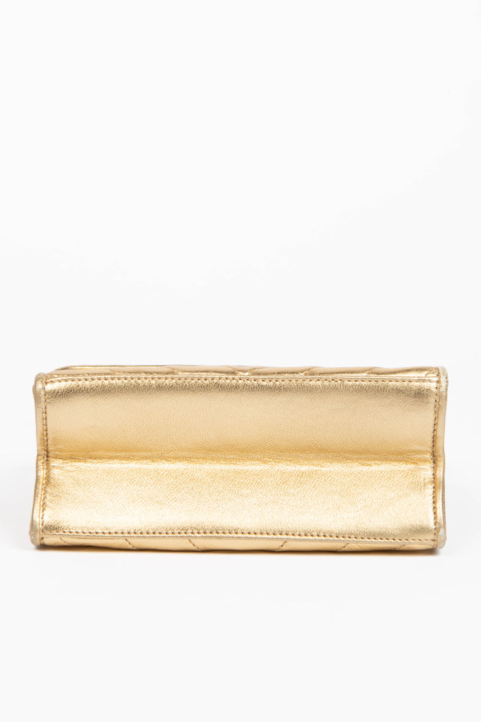 Vintage Chanel Chevron Leather Mini Pearl Top Handle Bag