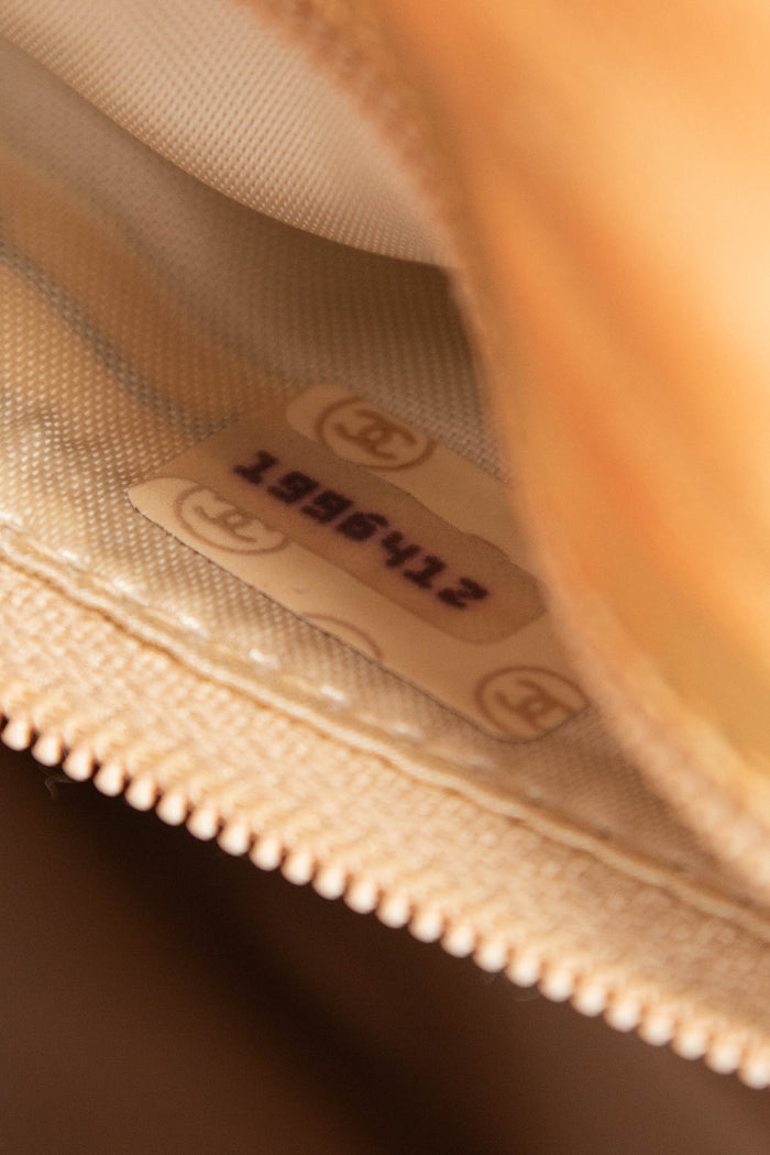 Vintage Chanel Chevron Leather Mini Pearl Top Handle Bag