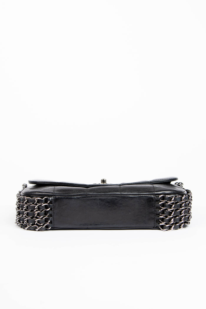 2000s Chanel Black Lambskin Leather 5-Chain Shoulder Bag