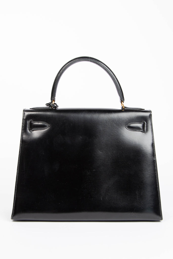 1982 Hermès Kelly 28cm Sellier in Black Box Calf Leather with GHW
