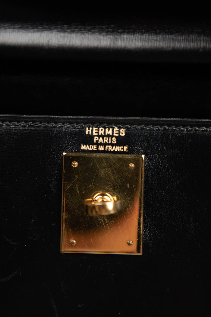 1982 Hermès Kelly 28cm Sellier in Black Box Calf Leather with GHW