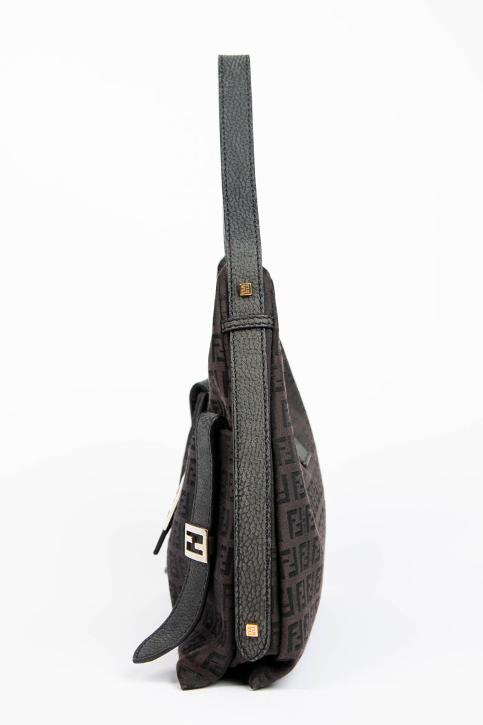 Vintage Fendi Black Zucchino Shoulder Bag