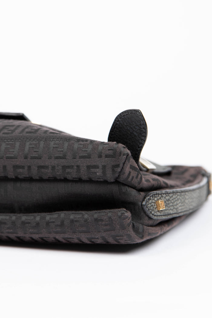 Vintage Fendi Black Zucchino Shoulder Bag