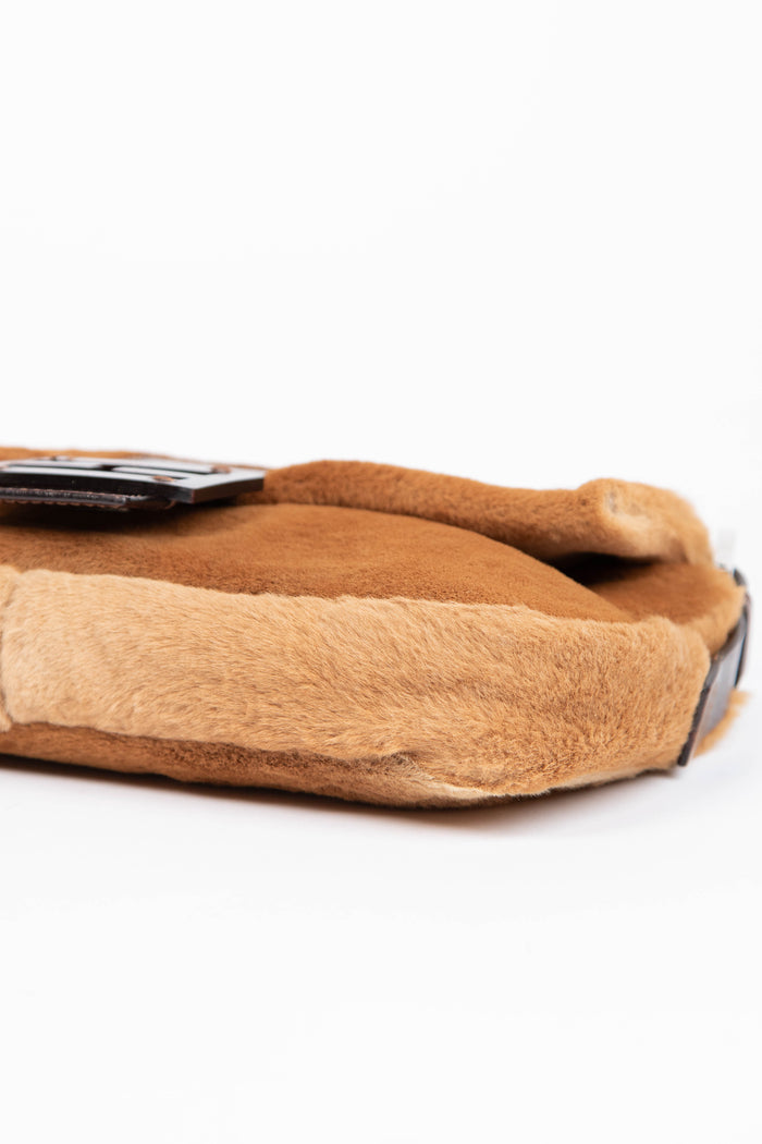 Vintage Fendi Brown Fur Baguette Shoulder Bag