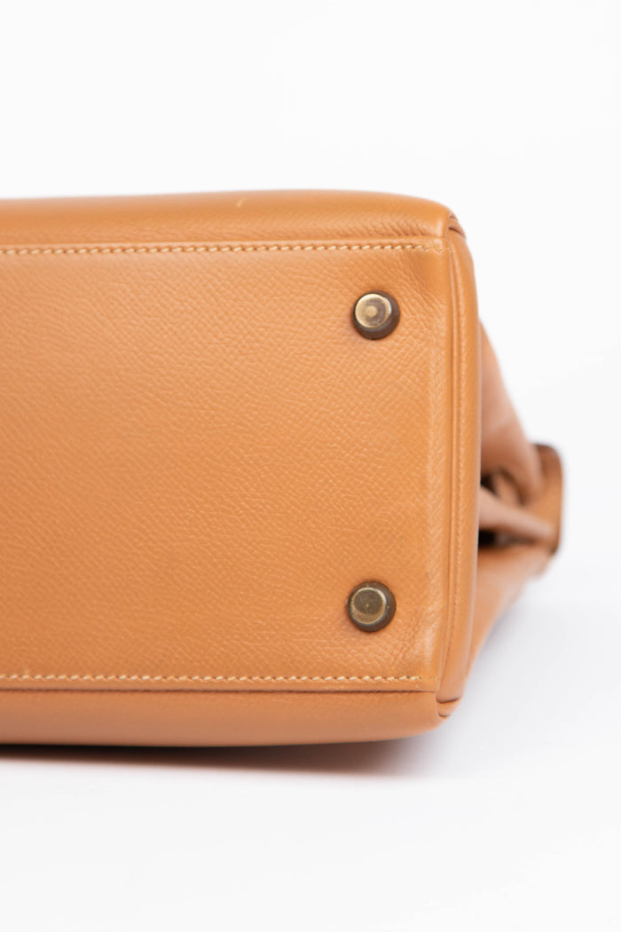 1988 Hermès Kelly 28cm Retourne in Gold Courchevel Leather with GHW