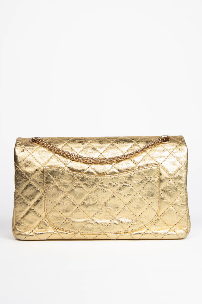 2000s Chanel Metallic Gold Medium Reissue Flap Shoulder Bag