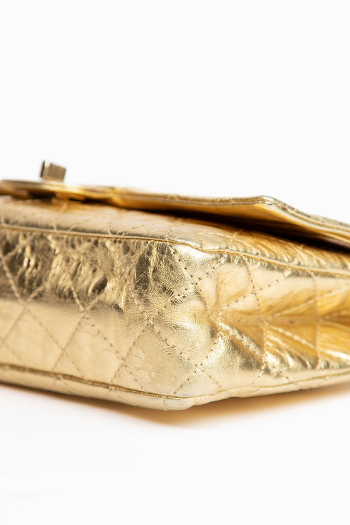 2000s Chanel Metallic Gold Medium Reissue Flap Shoulder Bag