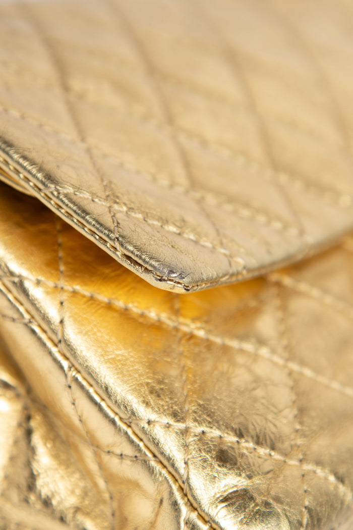 2000s Chanel Metallic Gold Medium Reissue Flap Shoulder Bag