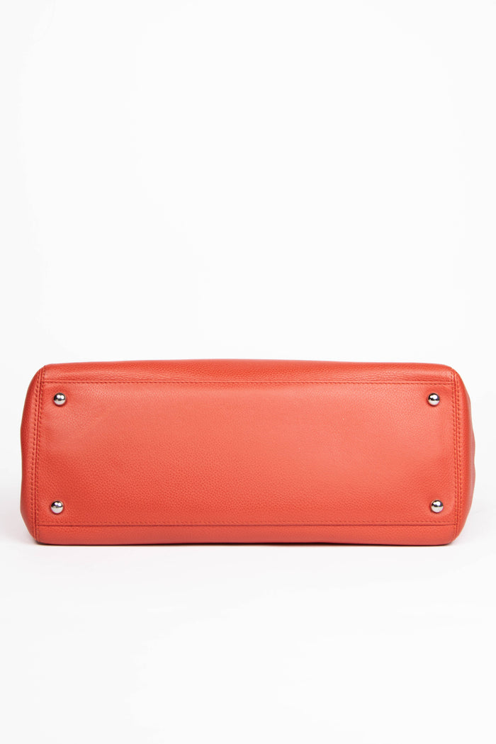 2010s Chanel Red Caviar Leather Small Executive Shopper Tote Bag