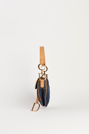 2000s Christian Dior Galliano Denim Saddle Bag