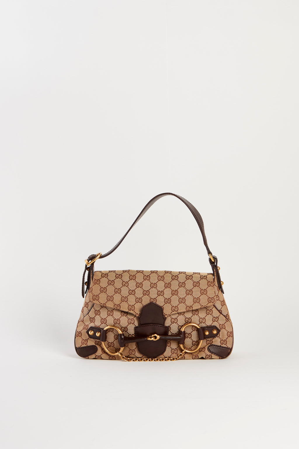 Vintage Gucci Classic GG Monogram Horsebit Shoulder Bag
