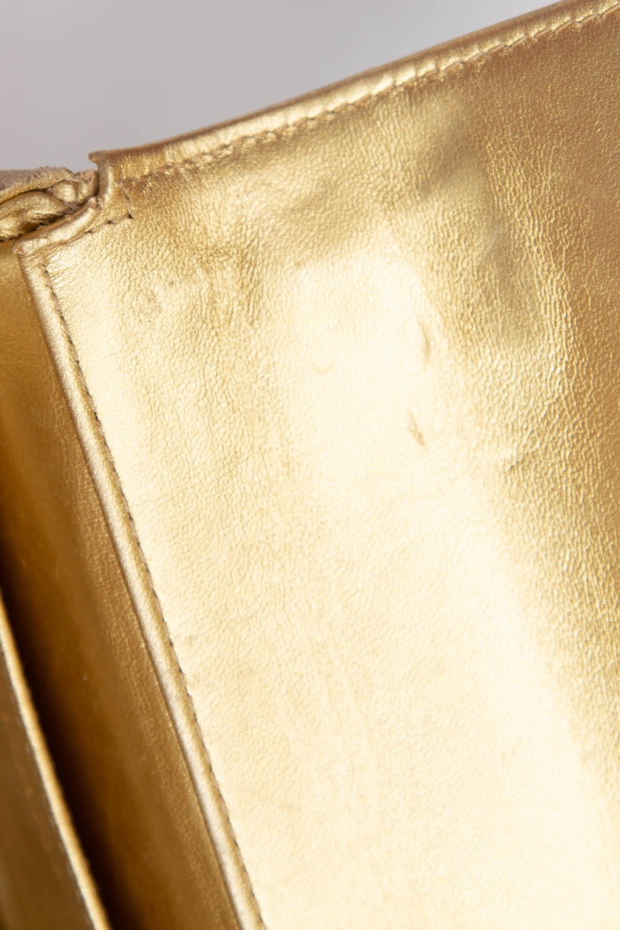 90s Chanel Gold Lambskin Leather Mini Top Handle with 24k GHW