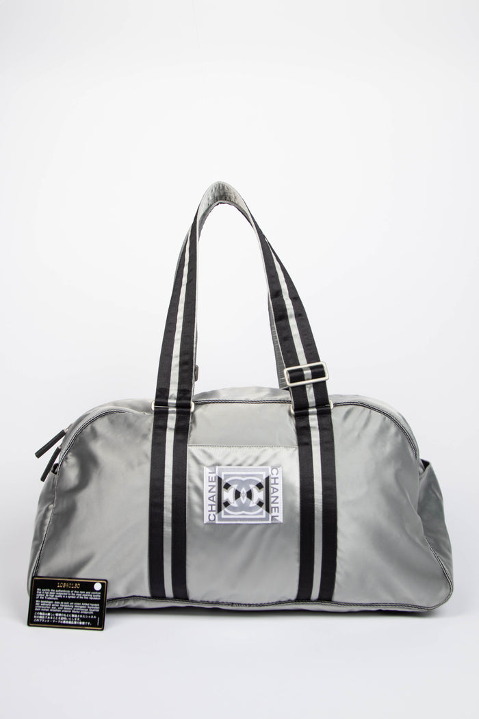 2000s Chanel Sports Line Silver Duffle Bag