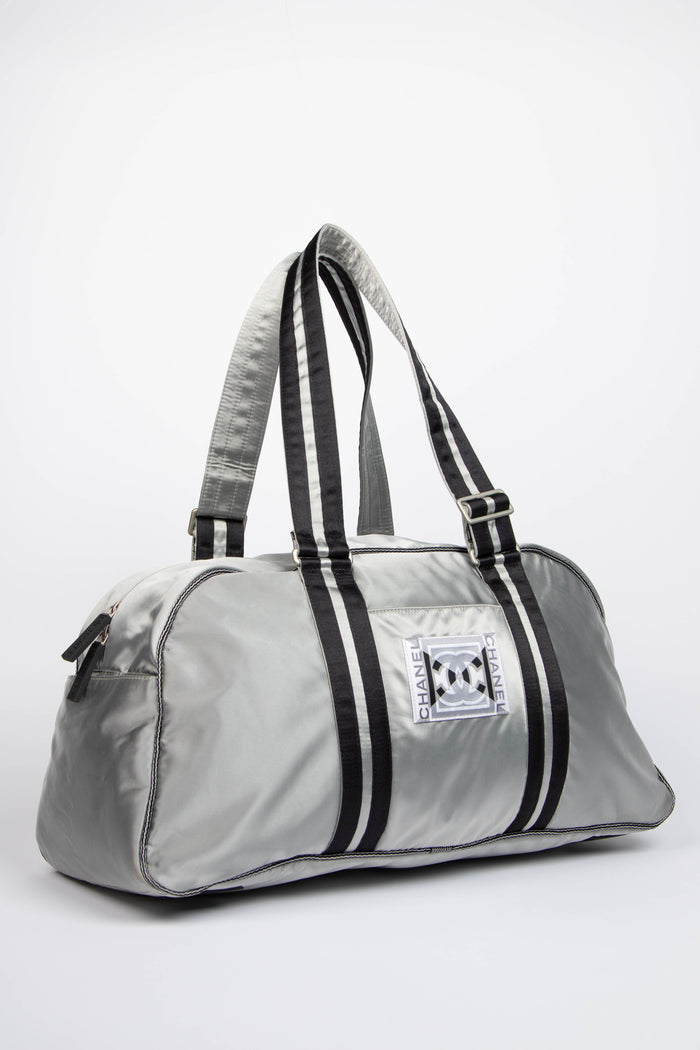 2000s Chanel Sports Line Silver Duffle Bag