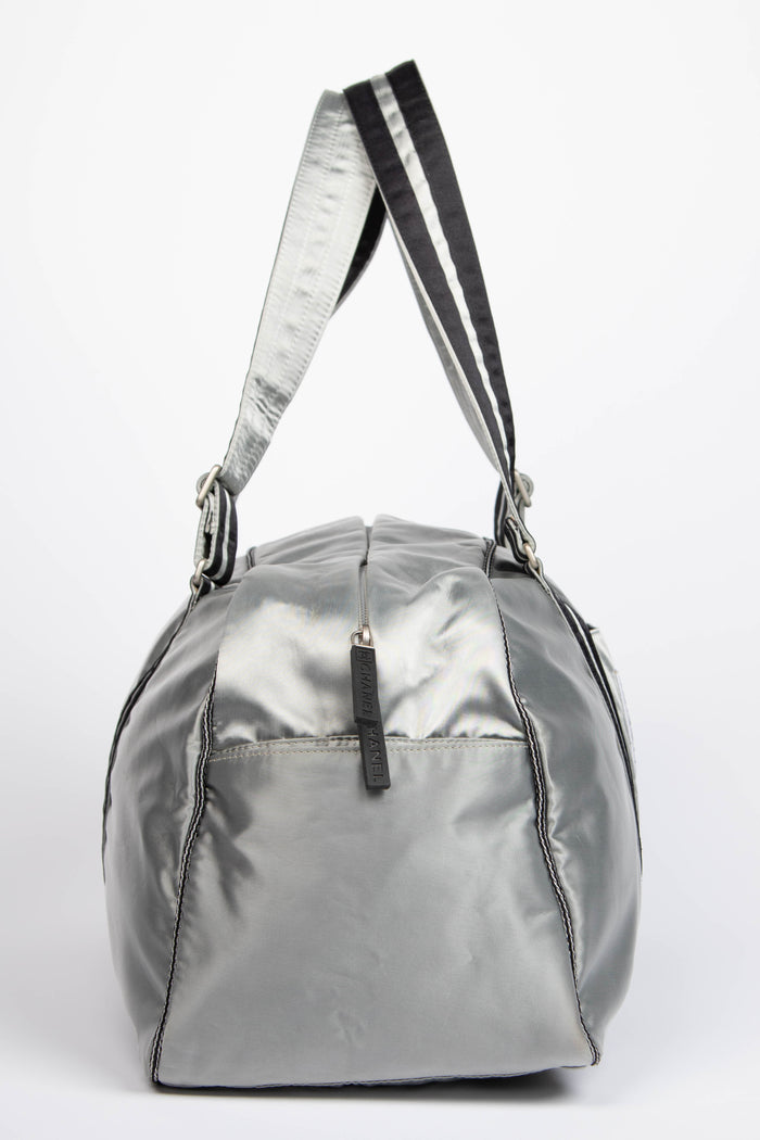 2000s Chanel Sports Line Silver Duffle Bag
