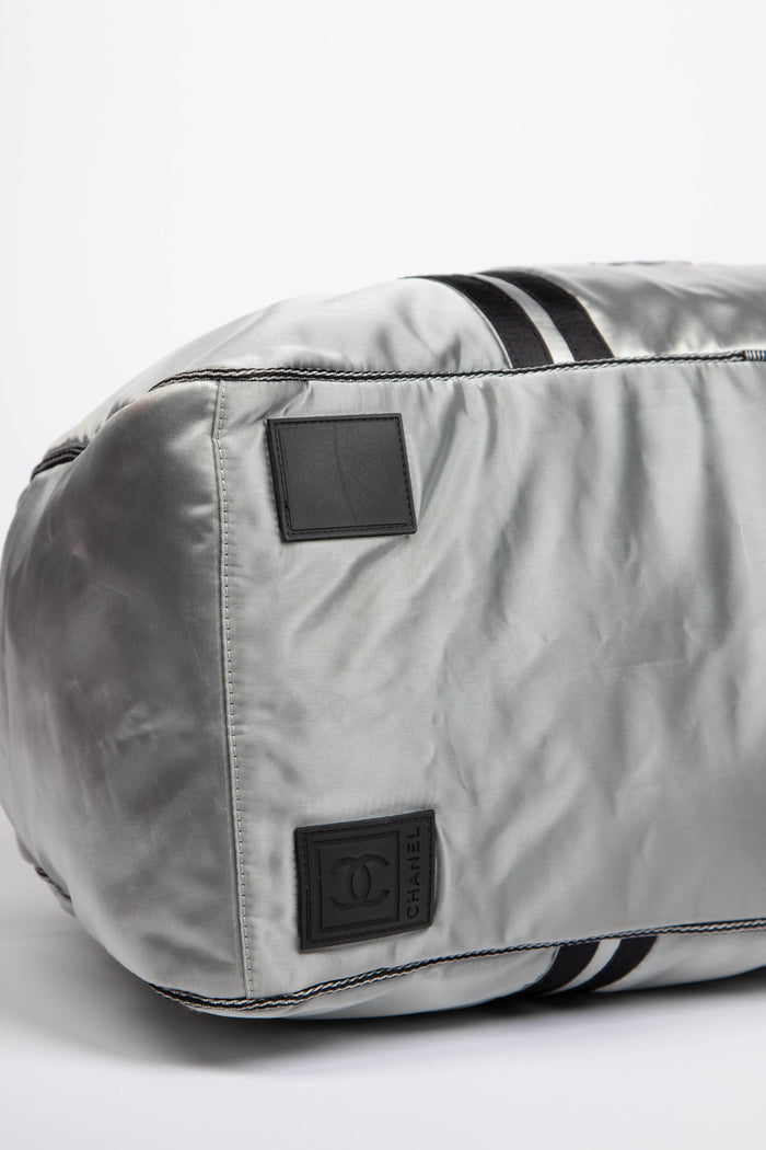 2000s Chanel Sports Line Silver Duffle Bag