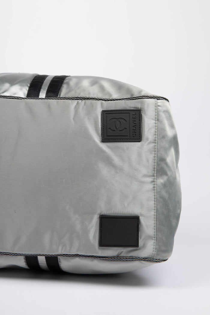 2000s Chanel Sports Line Silver Duffle Bag