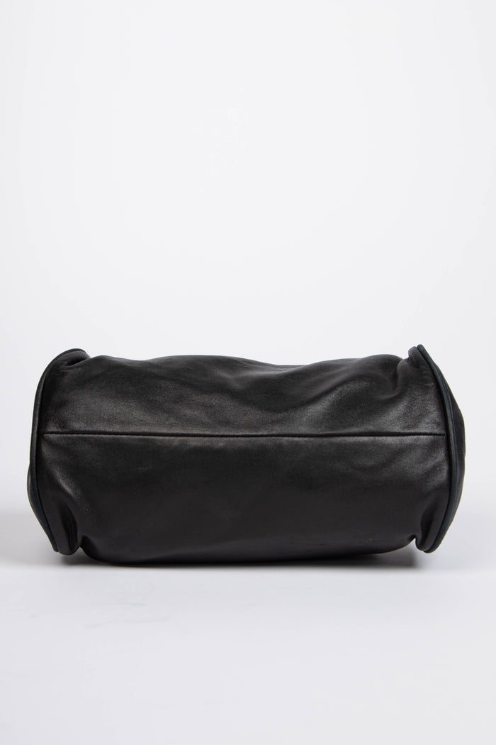 2000s Chanel Black Lambskin Leather Chain Top Handle Bag