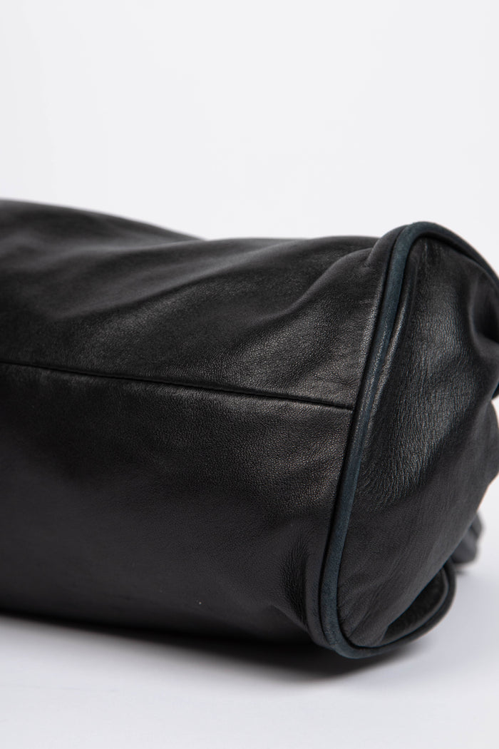 2000s Chanel Black Lambskin Leather Chain Top Handle Bag