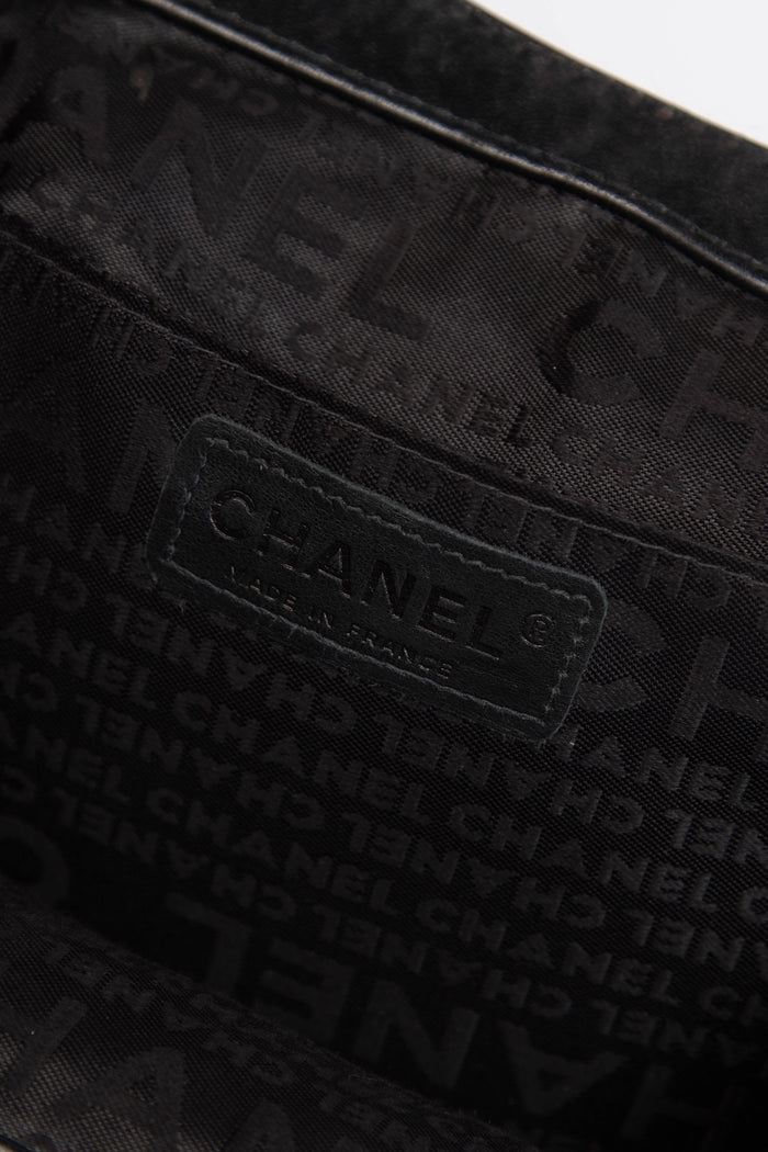 2000s Chanel Black Lambskin Leather Chain Top Handle Bag