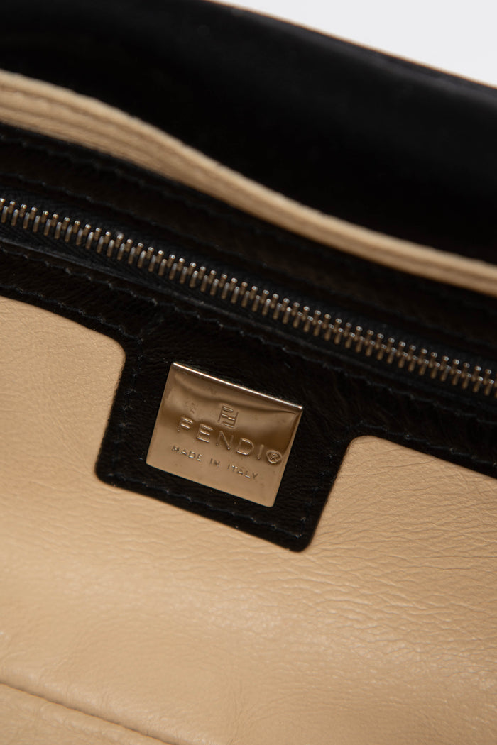Vintage Fendi Black Embellished Neoprene Baguette Shoulder Bag