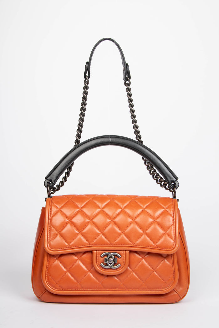 2010s Chanel Orange Leather Prestige Shoulder Bag