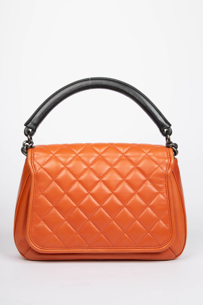2010s Chanel Orange Leather Prestige Shoulder Bag